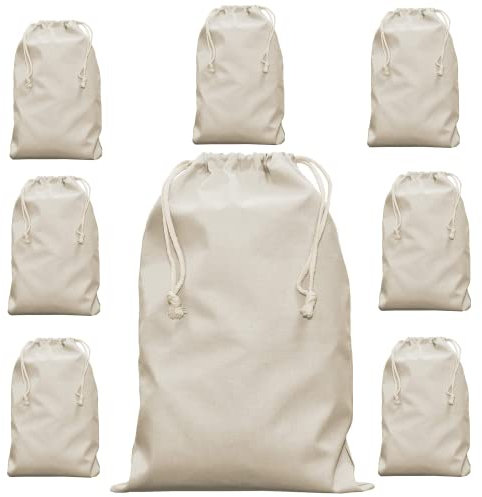 Zuziehbeutel Baumwollbeutel 10 Stück 40x50cm - Rucksack Stofftasche Turnbeutel Bag, Beutel, Reise Haushalt, Jutebeutel zertifiziert Stoffbeutel Einkaufsbeutel mit Kordelzug zum bemalen in Natur
