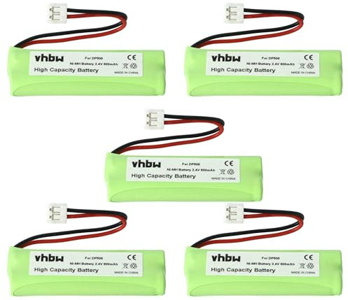 vhbw 5x Battery compatible with TalkTalk 3022, 3020, 3023 Wireless Landline Phone (500 mAh, 2.4 V, NiMH)