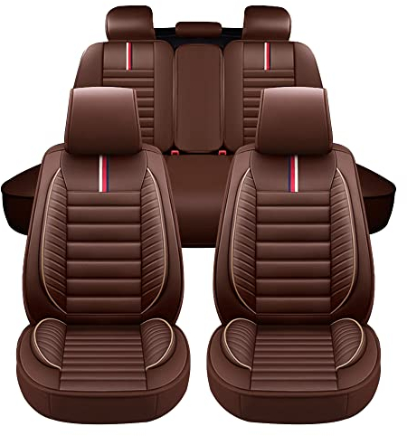 maiqiken Autositzbezüge Kompatibel mit Skoda Octavia 1998-2023 Protektoren Kissen Automotive Sitzbezüge Kaffee (MH103)