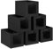 DIMJ 6 Pack Foldable Storage Boxes with Transparent Window, Fabric Storage Basket with Handle, Wardrobe Storage Organiser Boxes for Clothes, Toys, Books, Black