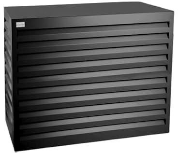 EVOLAR Evo-Cover Abdeckung/Verkleidung für Klimaanlage und Wärmepumpe für Außengerät Garten Balkon – Schutzgitter/Sichtschutz aus Aluminium mit Lamellen – Modell: MEDIUM, Farbe: SCHWARZ