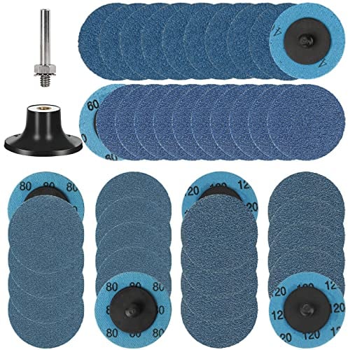 Shineboc 48 Stück Schleifscheiben Set Körnung 40/60/80/120, 2 Zoll (50mm) Zirkonkorund Schruppscheibe für Metall Holz Stahl Fächerscheibe für Trenn-Winkelschleifer + 2 Tablett + 1 Rundstange