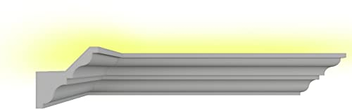Stuck Dekorbau 2 m Indirekte LED Beleuchtung Lichtprofile Deckenbeleuchtung XPS Styroporleiste (BL01 (100x100mm))