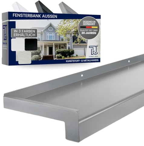 TJ Davanzale esterno 180 mm x 800 mm I argento E6EV1 I davanzale per finestra in alluminio di alta qualità con finitura laterale, mensola in alluminio facile da pulire e durevole, davanzale esterno