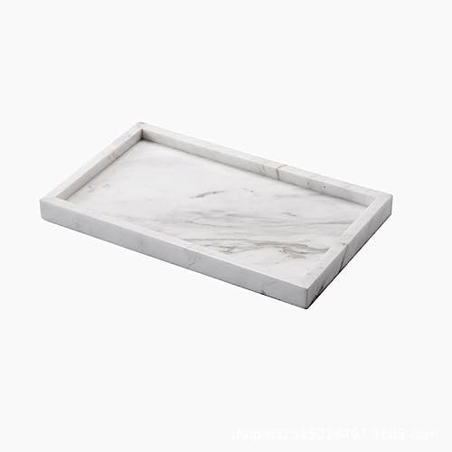 Bandeja de baño, tocador de resina, color mármol, plato de joyería, bandeja para servir para tela, velas, toalla, cosmético pequeño, plantas 20 x 10 cm