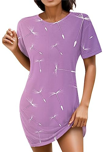 Vestidos elegantes Vestido elegante de verano para mujer con estampado floral y cuello redondo Vestidos elegantes, Lila-a., XXL