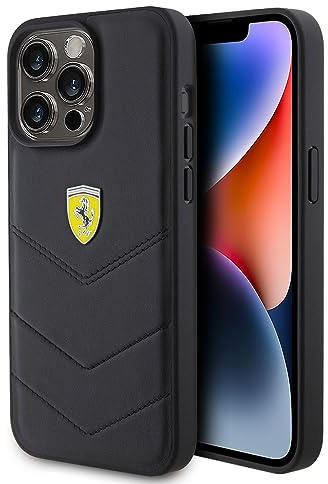 Ferrari FEHCP15XRDUK Hülle für iPhone 15 Pro Max 6.7 Schwarz hardcase Quilted Metal Logo