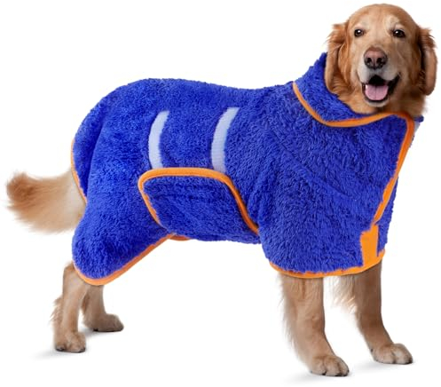 Bienbee Hundebademantel, schnell trocknend, super saugfähig, Hundehandtücher zum Trocknen von Hunden, warme Hundemäntel nach dem Baden, Badezubehör, Dunkelblau, Größe XL
