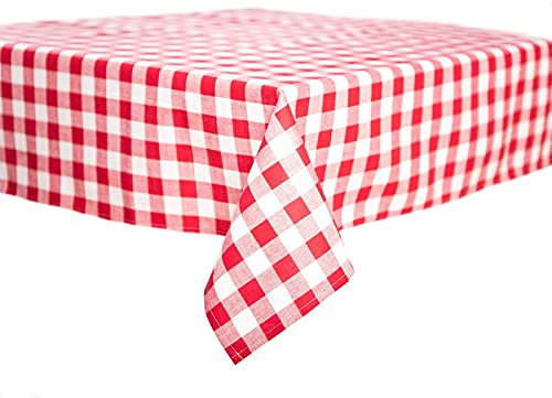 texpot Tischdecke Biertisch 110 x 260 cm rot-weiß kariert 20 mm Karo Baumwolle Landhaus Oktoberfest
