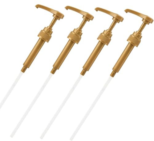 Gotetiso Pumpe Seifenspender 4 Stück Sirup Spender Kaffeesirup Pumpe 750ml Dosierpumpe Sirup Pumpspender Dosierspender Seifenspender Pumpkopf Wiederverwendbar Pumpaufsatz Ersatz Pumpe Gold
