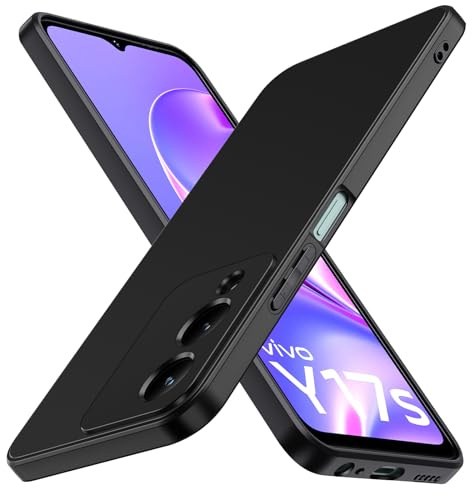 ivoler Silikon Hülle für Vivo Y17s mit Kameraschutz, Ultra Dünne Weiche Stoßfest Schutzhülle Flexible TPU Matte Schwarz Handyhülle Kratzfest Case Cover