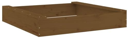 vidaXL Sandkasten, Quadratisch Sandkiste mit Sitzen, Sandbox mit bodenlosem Design, Holz Spielzeug für Garten Outdoor, Honigbraun Massivholz Kiefer