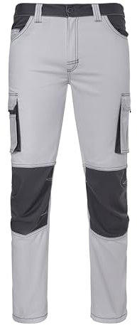 VELILLA Stretch Bicolor Pantalon utilitaire de travail unisexe pour adulte, blanc/gris, XS