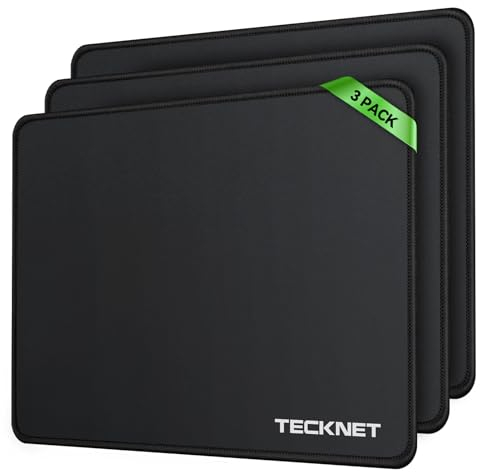 TECKNET 3PACK L Tappetino Mouse, 270x210x3mm Gaming Mouse Pad, Superficie di Tessuto Impermeabile, Tracciamento Fluido e Preciso, Tappetini Mouse per Computer PC Laptop, Base in Gomma Antiscivolo
