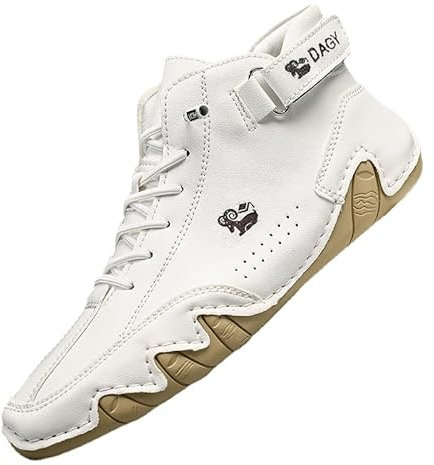 SWZEC Wolff Ultra-bequemer Rutschfester Barfußschuh aus echtem Leder Unisex (49,Weiß)