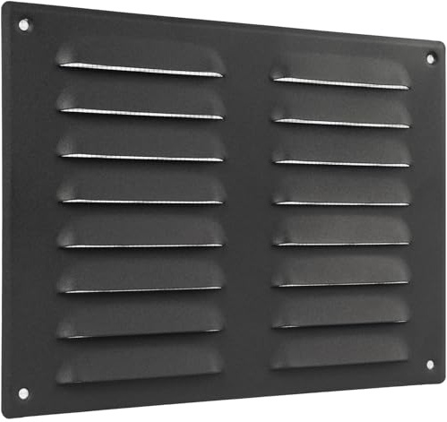 Vent Systems 260 x 190 mm / 10 x 8 Inch Anthracite Metal Vent Cover – Air Return Louvre Grill with Protective Mesh Screen – HVAC Grille for Wall or Ceiling Register for Home Improvement