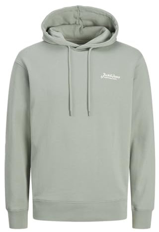 JACK & JONES Sudadera con Capucha para Hombre con cordón y Logotipo Bordado, Color:Verde Pastel, Talla Sudadera:M