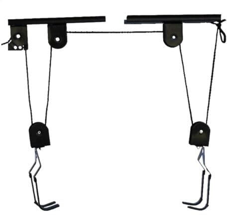 Schwarz Fahrradlift, Stahl Fahrradlift Bike-Lift E-Bike Deckenlift Fahrrad mit Deckenhalterung Fahrradaufhängung Hängende Halter bis 60 kg, für Garage 12 * 6.5 * 4cm