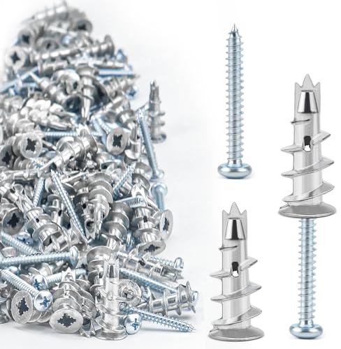 Rigipsdübel Gipskartondübel Metall Selbstbohrender Hohlraumdübel mit Rigips Schrauben für Gipsbauplatten (60 Stück)