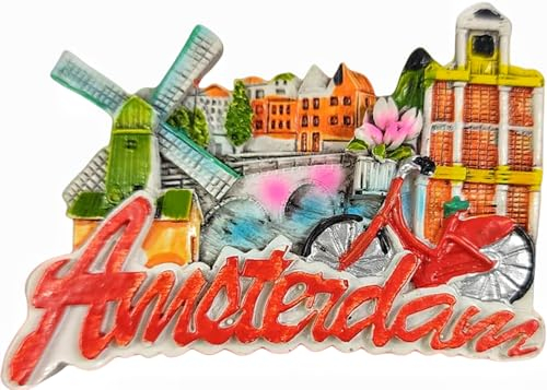 3D Amsterdam Niederlande Kühlschrankmagnet Tourismus Souvenir Kühlschrank Dekoration Magnet handbemalt Handwerk