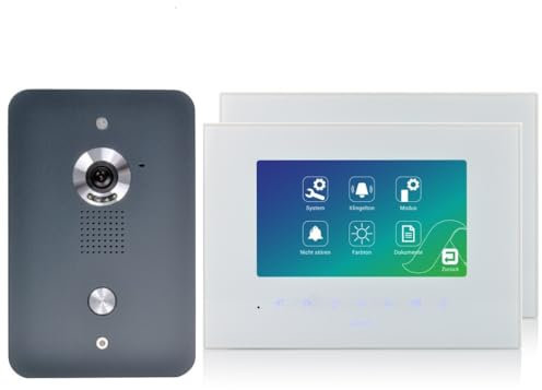 MATHFEL Video Türsprechanlage, 7 Zoll TFT Farbbildschirm, Türklingel mit Kamera und Türöffner, Unterputz - Türsprechanlage mit Kamera, Klingel mit Kamera, Video Türklingel - Aluminium Außenstation