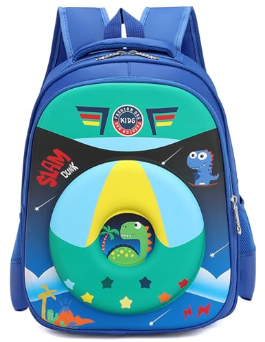 UieaMsio Dinosaurier Kinderrucksack,Kindergartenrucksack,Niedlich Wasserabweisend Vorschule Kinder Rucksack Verstellbare Schultasche,Outdoor Tagesrucksack, für Kinder Rucksack 3-9 Jahre Blu