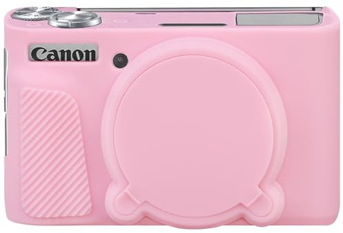 Elonbo Camera Case, Soft Silicone Protective Case for Canon PowerShot SX740/ SX730 Digital Camera, Removable Lens Cover, Pink
