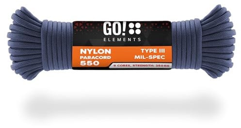 GO!elements Paracord de Nylon Resistente al desgarro 4mm – 550 Tipo III, línea Gruesa Multifuncional Adecuada como Yute, Carga máx. 250kg