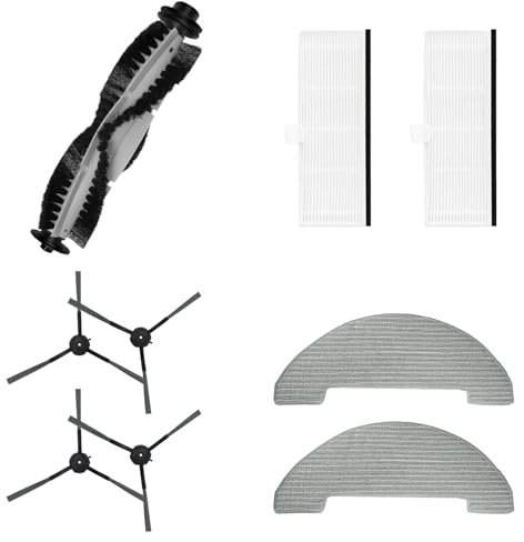 HMHAMA Kit di accessori di ricambio compatibile con aspirapolvere robot Vactidy Nimble T8/T7, 1 spazzola principale, 4 spazzole laterali, 2 filtri, 2 panni per mocio