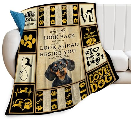 Dackel-Decke, gemütliches Fleece-Flanell, Plüsch, Bettwäsche, Dackel, Geschenke für Damen, Herren, Jungen, Teenager, Mädchen, Erwachsene, für Couch, Sofa, Bett, Dekoration, 101,6 x 127,7 cm