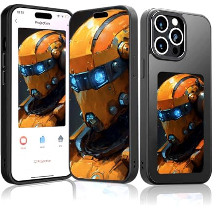 Reaqnik Ink Screen Handyhülle (HD-Upgrade), 4 Zoll Personalisierte Hülle für iPhone 16 Pro, Benutzerdefinierte Bilder auf dem E-Ink Handyhülle Anzeigen, AI Phone Case, NFC Hülle, TPU, Schwarz