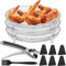 YUEMING Air Fryer Rack Round for Ninja, 3 Layer Stackable Round Stainless Steel Multi-Layer Dehydrator Accessories with Silicone Feet, Tong and Brush, Compatible with 4.8L-6.6L Tower