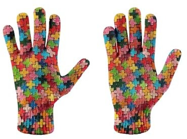 HZCRAES Warme Winterhandschuhe - Retro Punk Herz Schmetterling Druck Touchscreen Strickhandschuhe, Rutschfeste Thermo Winddichte Autofahr-Lauf-Fahrradhandschuhe Für Männer Frauen Bunt A Einheitsgröße