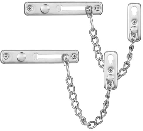 Safety Chain Door Lock Heavy Duty Latch Chain Door Lock with Spring Anti-Theft snap Lock, Stainless Steel Brushed Nickel
