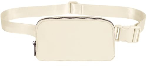 INTINI Umhängetasche für Damen, kleine Gürteltasche, Hüfttasche mit verstellbarem Riemen, Mini-Hüfttasche, Seitentasche für Reisen, Laufen, Fitnessstudio und den täglichen Gebrauch, S - Elfenbein