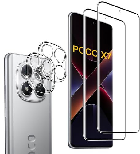 Wayneer Protector de Pantalla Compatible con Xiaomi Redmi Note 14 Pro 5G / POCO X7 5G, [2 + 2 Piezas] HD Cristal Templado Protector de Lente de cámara, 9H Dureza Anti-Arañazos Vidrio Templado