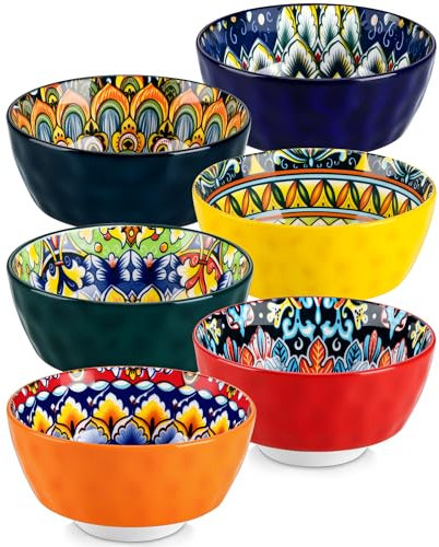 vancasso 6-teiliges Müslischalen Set aus Porzellan, SIMI 360ml vielseitige Schüsseln für Müsli, Suppe, Dessert und vieles mehr, buntes Frühstücksschalen-Set im Böhmischen Stil