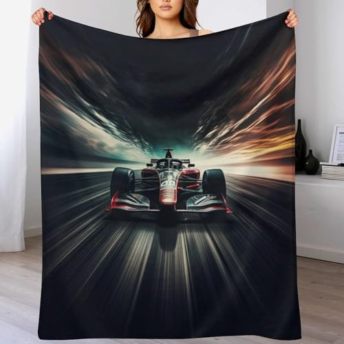 GGJJTT F1 Rennen Flanell Fleece Decke, Kuscheldecken, Superweiche Leichte Flannel 3D Für Couch Bett Flauschige Wohndecke 130×150cm
