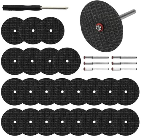 60 dischi da taglio compatibili con accessori Dremel, disco da taglio da 32 mm per accessori rotanti, set di dischi da taglio per metallo acciaio e altro ancora, ruote da taglio con 6 mandorle da 3 mm