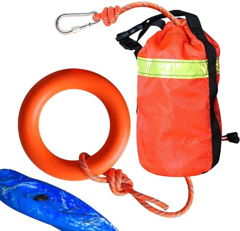 Sacco da Lancio Salvataggio in Acqua: Corda Riflettente 16m | 500kg di Resistenza Attrezzatura di Sicurezza Galleggiante con Anello per Rafting Nuoto Barca Emergenza Galleggiante Salvagente