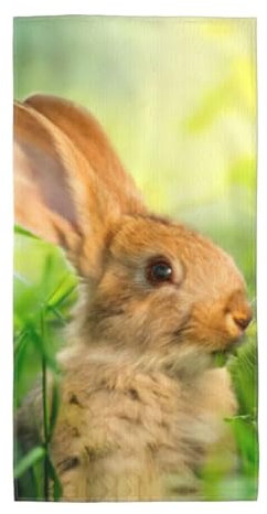 OTTKGGA Langes Handtuch mit Osterhase, Waschlappen, schnell trocknend, sehr saugfähig, langlebig, für Fitnessstudio, Reisen, Schwimmen