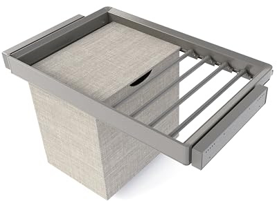 Emuca - Satz aus 7-Stangen-Hosenhalter, Wäschekorb und ahmen für Schrank Quartz, mit Soft-Close- und Vollauszugsschienen, Modul 80 cm, Titan-Oberfläche | Soft-Close, Vollauszugsschienen