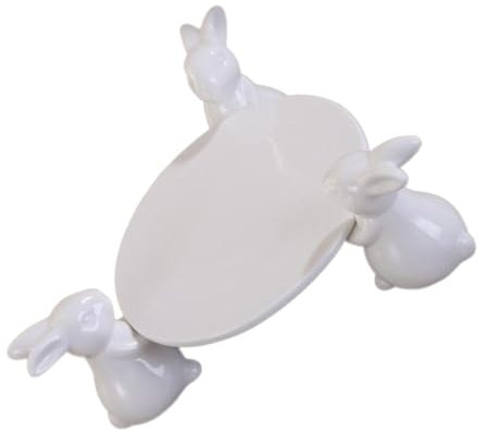 Holibanna 1 Stück Kreatives Ostern Keramik Tortenplatte mit Niedlichem Hasen Design für Desserts Snacks Dekoration für Zuhause Küche und Büro