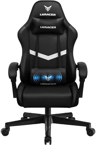 GTPLAYER Sedia da gaming, da ufficio, da gaming, ergonomica, per gaming, per massaggi, cuscino lombare, imbottito, sedia girevole