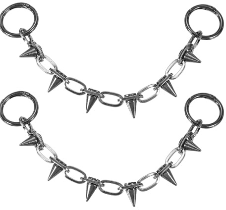 QUARKZMAN 2 Stück Goth Nieten Schuhketten Coole Metall Punk Nieten Kegel Spike Anhänger Ketten Sandalen Schuhe Accessoires Für Frauen Männer Party Deko Geburtstagsgeschenke Clogs Jeans Grau