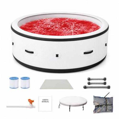 206 cm Spa Gonfiabile Idromassaggio Da Esterno 4-6 Persone, Piscina Portatile Con 150 Getti Massaggio, Riscaldamento 40°C, 6 LED Cangianti, Vasca Antiforatura Per Patio Giardino