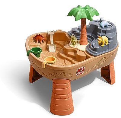 Step2 Dino Dig Table de jeu Sable et Eau | Avec Kit d'Accessoires de 7 Pièces | Table Activité Enfant à Eau pour le jardin