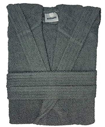 Bassetti Time Accappatoio Spugna con Cappuccio Uomo Donna da 360 gr/mq, Grigio, L