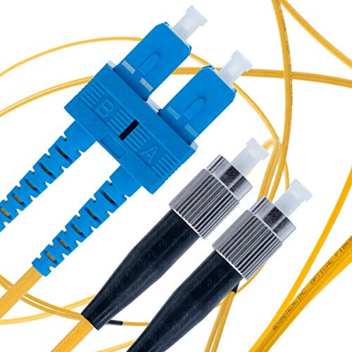 BEYONDTECH Cable de fibra óptica SC a FC OS2 Monomodo Duplex (2 Metros) - Latiguillo Doble Fibra Óptica UPC/UPC - 9/125 (LSZH)
