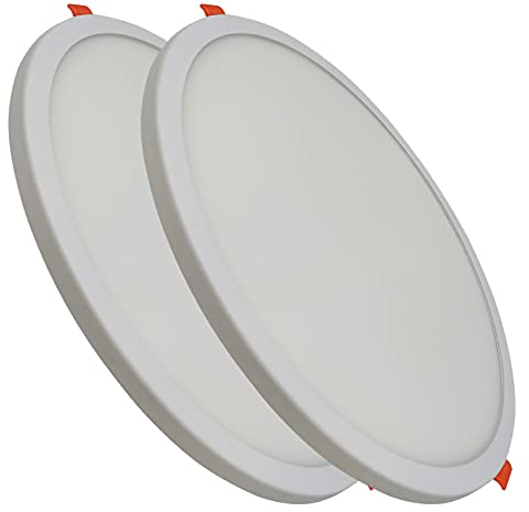 LED ATOMANT Packung mit 2 LED Einbaustrahler Downlight Rund Flach Einstellbarer Schnitt (50-180mm) 20W, Warmweiß Farbe (3000K), 1800 Lumen, Driver einschließlich